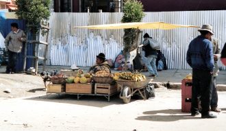 Ein Marktstand auf dem Weg zum Titicacasee.
